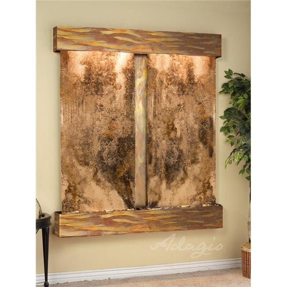 Adagio CFS1008 Cottonwood Falls Square Rustic Copper Magnifico Travertine Wall Fountain