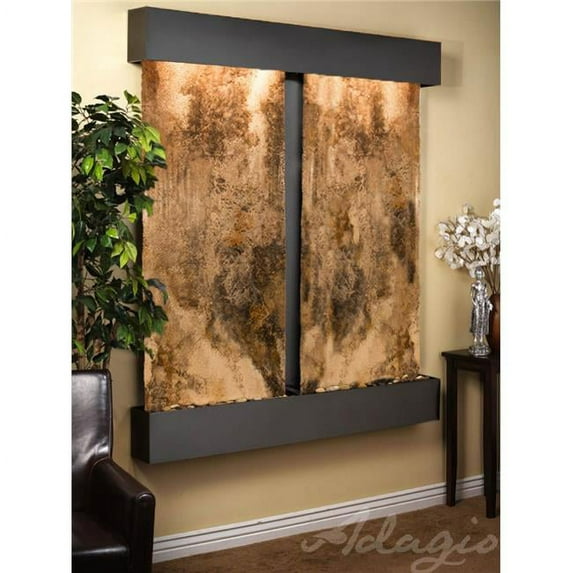 Adagio CFS1508 Cottonwood Falls Square Blackened Copper Magnifico Travertine Wall Fountain