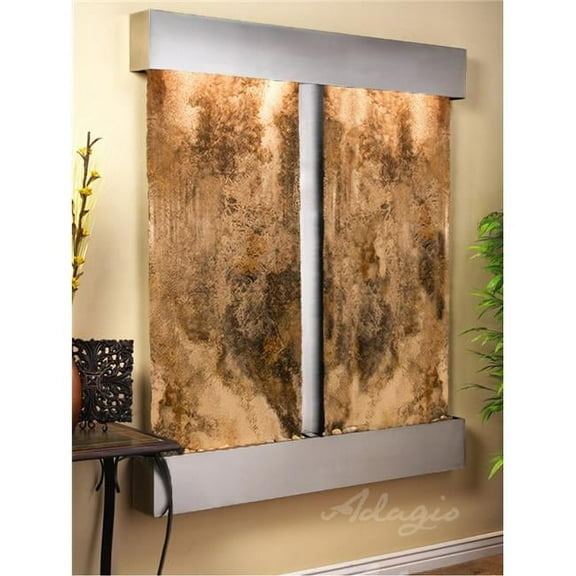 Adagio CFS2008 Cottonwood Falls Square Stainless Steel Magnifico Travertine Wall Fountain