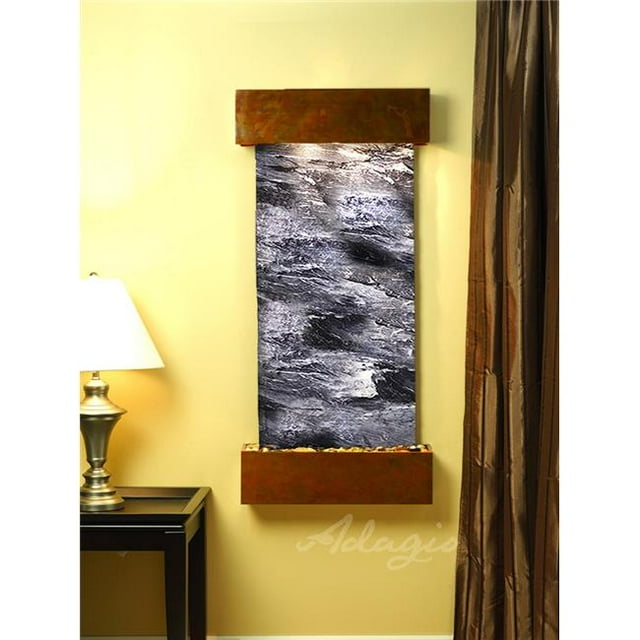 Adagio CSS1007 Cascade Springs Square Rustic Copper Black Spider Marble Wall Fountain