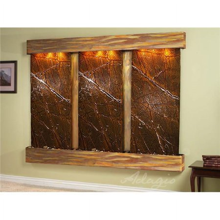 Adagio DCS1006 Deep Creek Falls Square Rustic Copper Brown Marble Wall Fountain