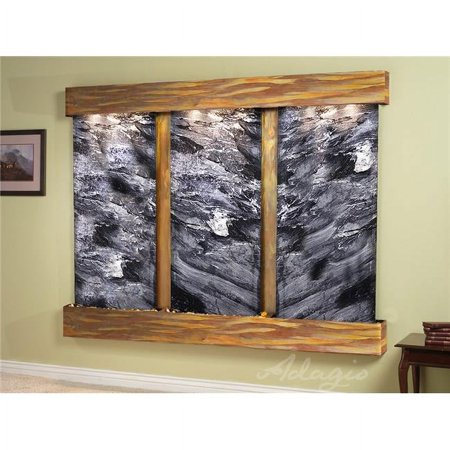 Adagio DCS1007 Deep Creek Falls Square Rustic Copper Black Spider Marble Wall Fountain