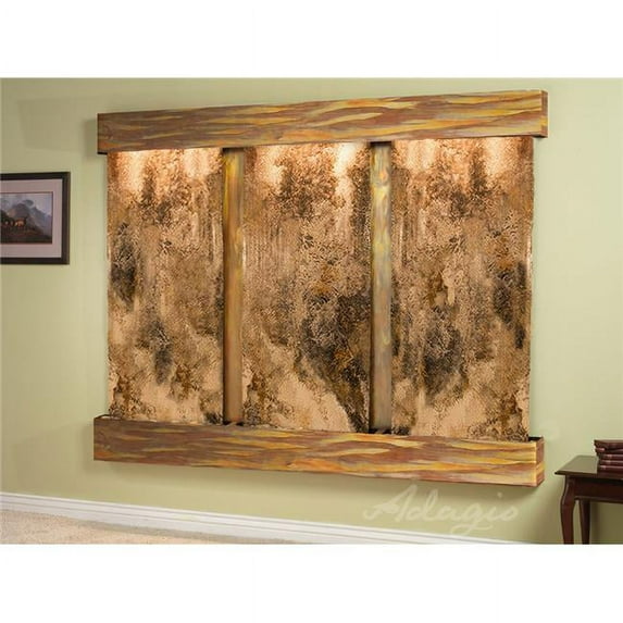 Adagio DCS1008 Deep Creek Falls Square Rustic Copper Magnifico Travertine Wall Fountain