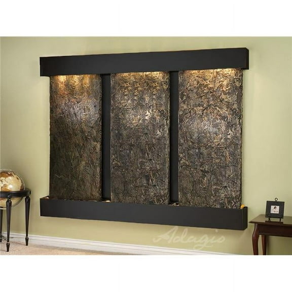 Adagio DCS1502 Deep Creek Falls Square Blackened Copper Green Natural Slate Wall Fountain