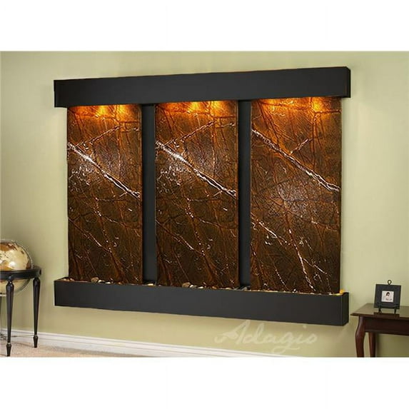 Adagio DCS1506 Deep Creek Falls Square Blackened Copper Brown Marble Wall Fountain