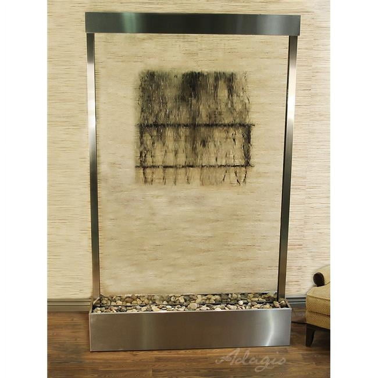 Grandeur River Stainless Steel and Clear Glass Freestanding Fountain