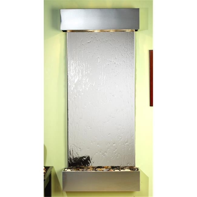 Silver Mirror Stainless Steel Vertical Wall Fountain with Light