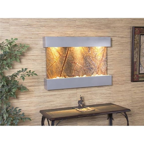 Adagio RCS4506 Reflection Creek Silver Metallic Brown-Marble Wall Fountain