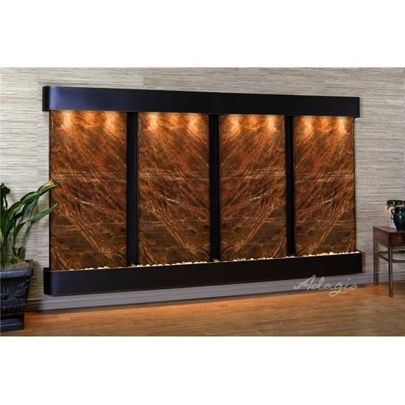 Adagio RFR1506 Regal Falls Round Blackened Copper Brown Marble Wall Fountain