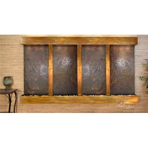 Adagio RFS1004 Regal Falls Square Rustic Copper Multi-Color Natural Slate Wall Fountain