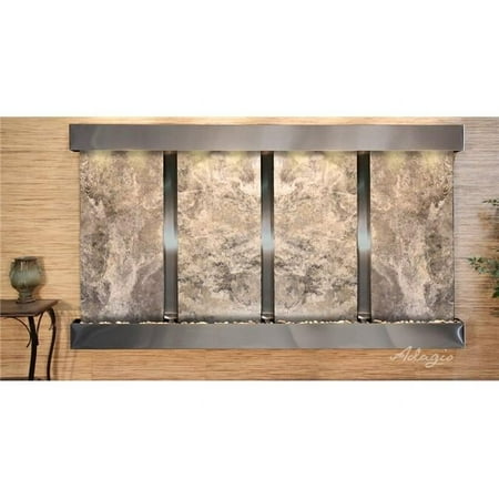 Adagio RFS2008 Regal Falls Square Stainless Steel Magnifico Travertine Wall Fountain