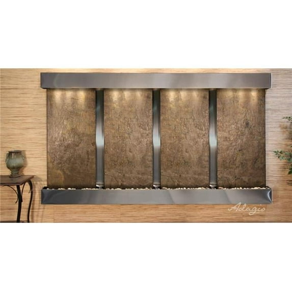 Adagio RFS2012 Regal Falls Square Stainless Steel Green Featherstone Wall Fountain