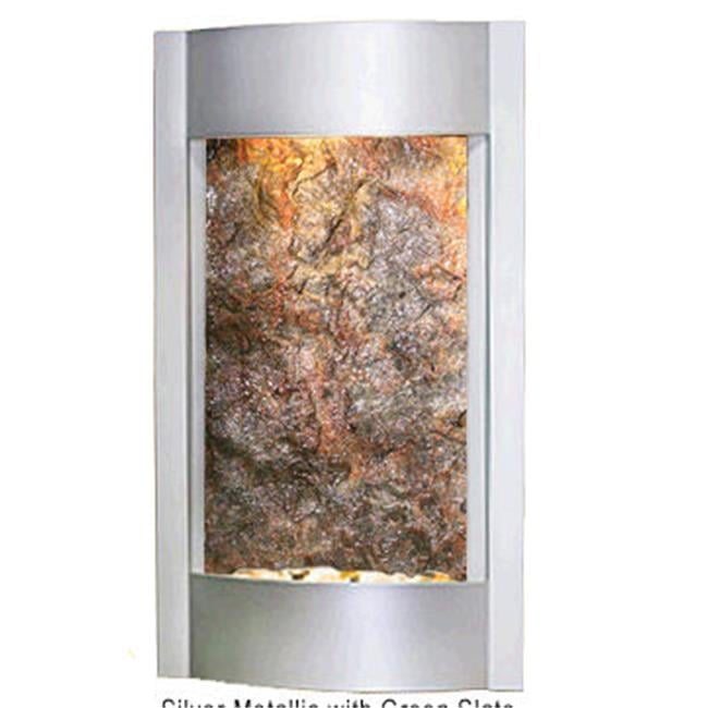 Silver Metallic Green Featherstone Wall Fountain with Halogen Lighting