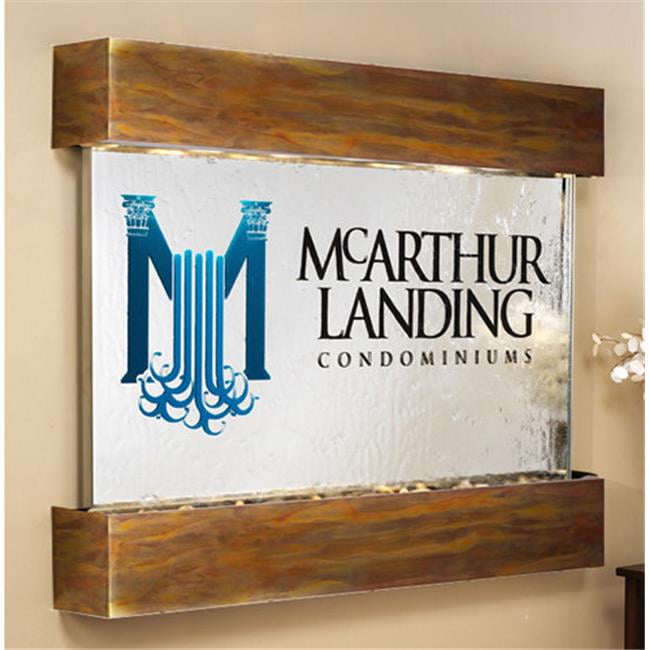 Rustic Copper Silver Mirror Wall Fountain with Pump