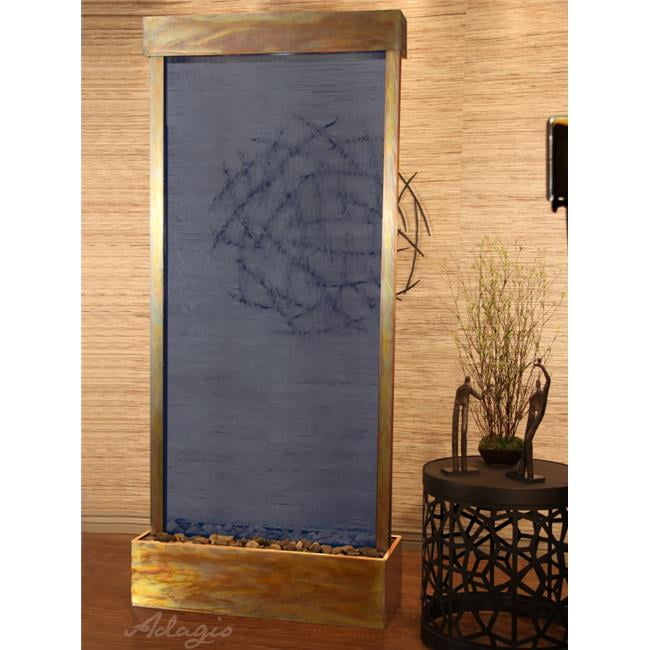 Tranquil River Rustic Copper and Blue Glass Freestanding Fountain