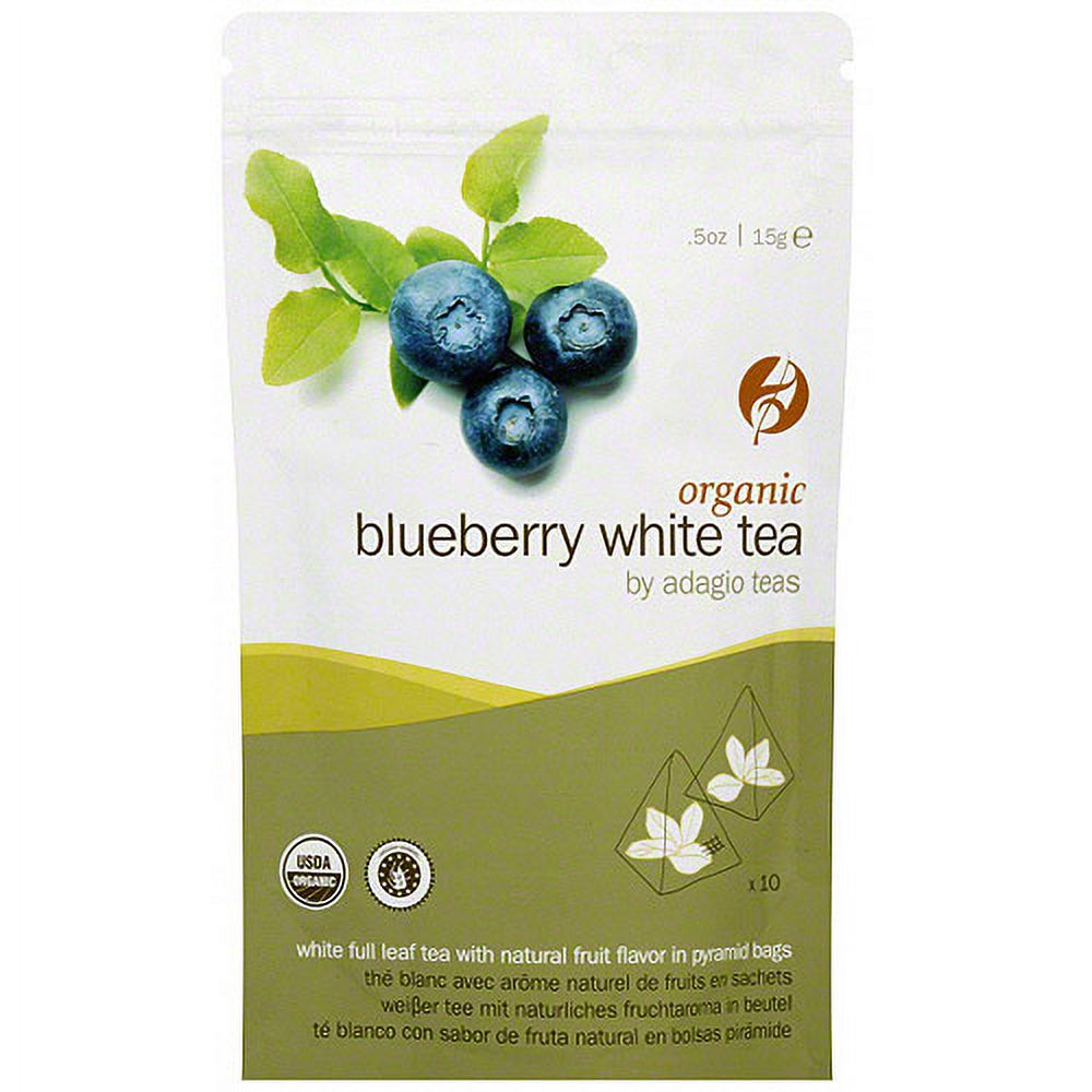 Adagio Teas Organic Blueberry White Pyramid Tea, 10ct (Pack of 6