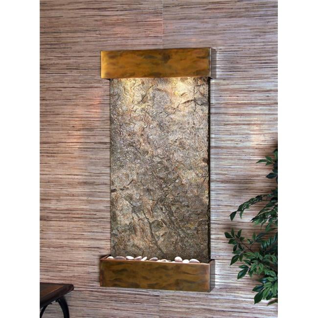 Whispering Creek Rustic Copper Green Slate Wall Fountain