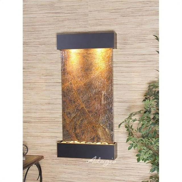 Adagio WCS1506 Whispering Creek Blackened Copper Brown Marble Wall Fountain