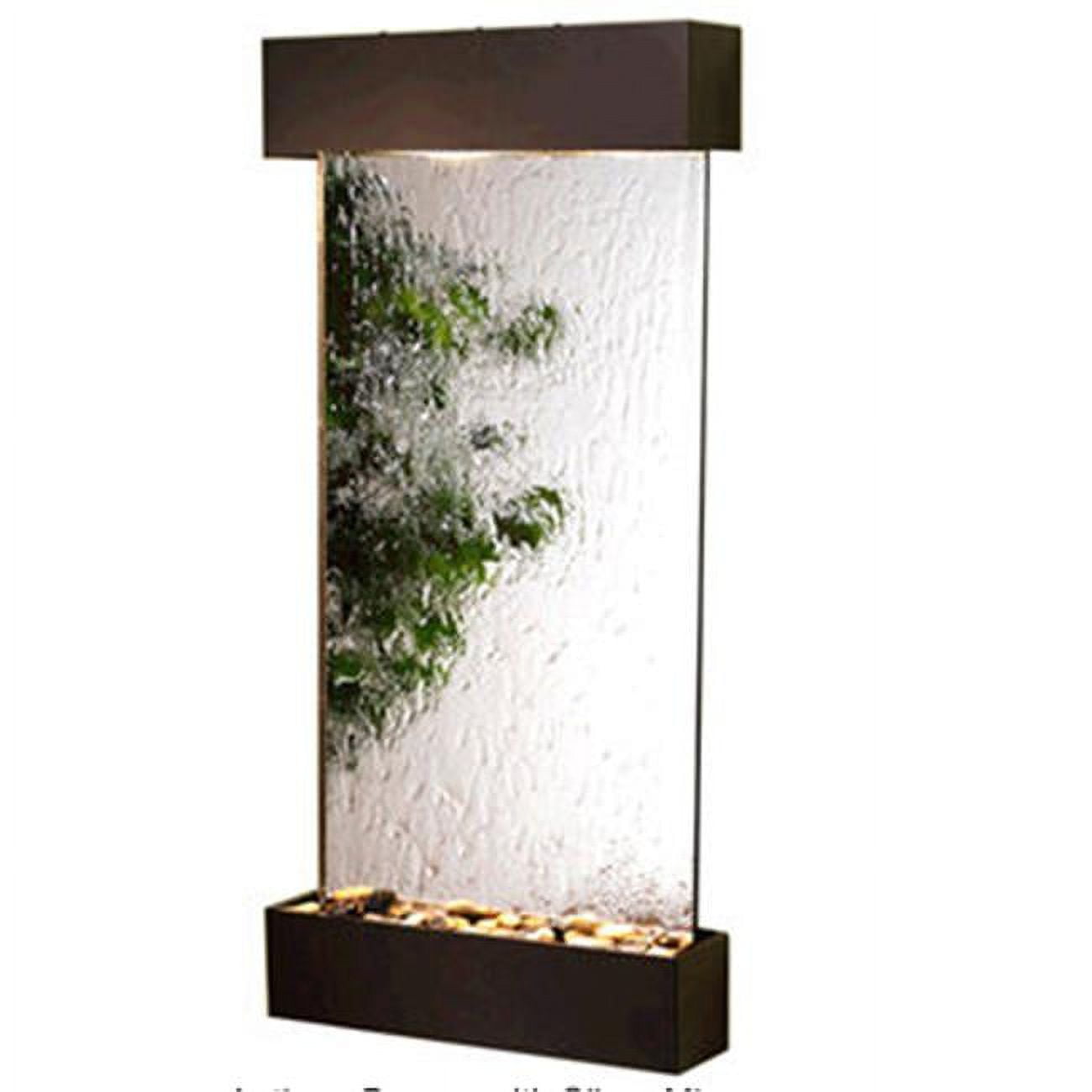 Whispering Creek Silver Mirror Wall Fountain with River Rock