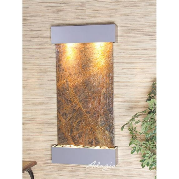 Adagio WCS4506 Whispering Creek Silver Metallic Brown Marble Wall Fountain
