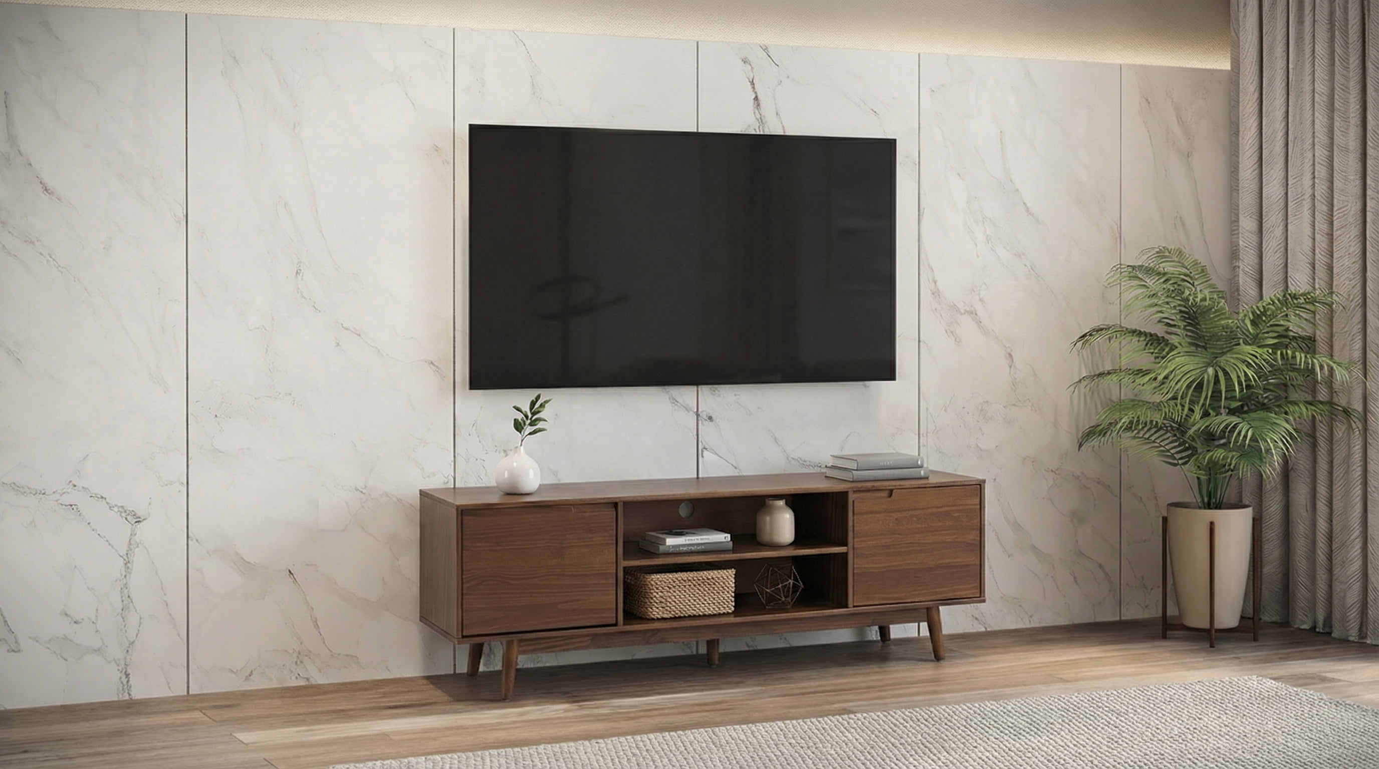 Adair 70 2-Door Solid Wood Tv Stand Walnut - for Adults and Teens