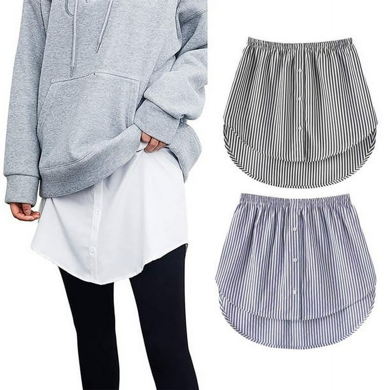 Fake Top Lower Sweep Skirt, Elastic Waist Layering Hemline Shirt Extender  for Women 