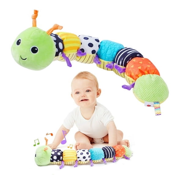 Adakot Baby Toys 6-12 Months, Musical Caterpillar Infant Toy with Multi-Sensory Crinkle, Rattle and Textures, Learning Activity Toys Gifts for Newborn 1 2 Year Old Boys Girls