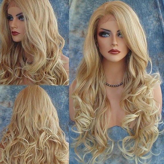Adakot Blonde Wigs for Women, Long Curly Wavy Womens Wigs