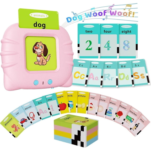 Adakot Learning Toddlers Toys for 2 3 4 5 Year Olds Boys Girls, Montessori Talking Language Educational with 224 Words, Pink