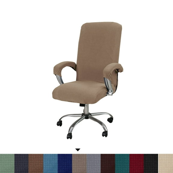 Adakot Office Chair Cover with Arms, Universal Stretchable Desk Chair Cover, Computer Chair Slipcovers Khaki, XL