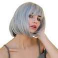 thumbnail image 1 of Adakot Silver Wigs for Women Lace Front Wigs Human Hair Shoulder Length Short Bob Hair Wigs, 1 of 6