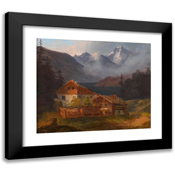 Adalbert Stifter 17x15 Black Modern Framed Museum Art Print Titled - Farmer's Mesh on a Mountain Lake (Approx. 1836-1838)