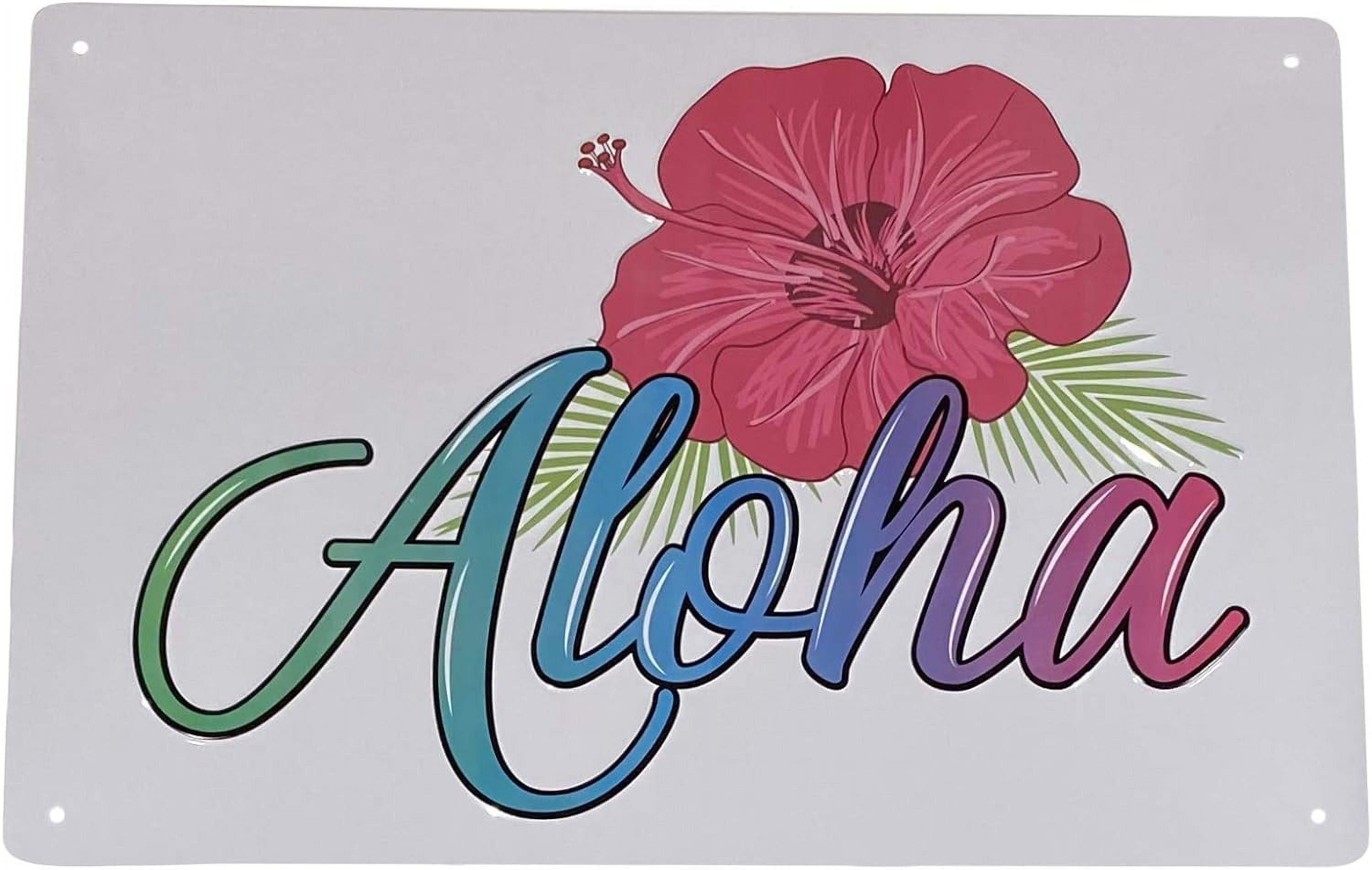 Adale Aloha Hawaii Hibiscus Tin Metal Sign With Colorful Embossed ...