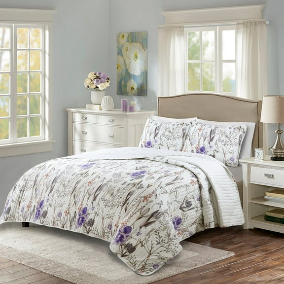 Adalia Quilt Purple/Gray 3Pc Set King