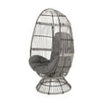 Adaline Outdoor Wicker Swivel Egg Chair with Cushion, Gray, DarkGray