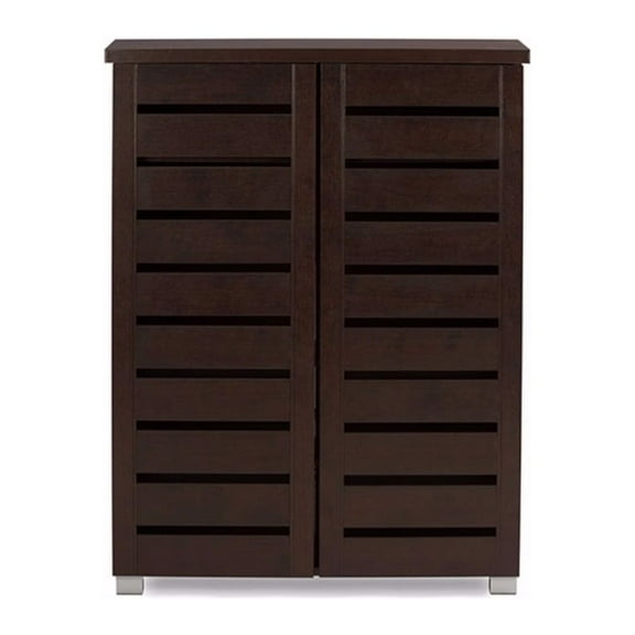 Adalwin Modern and  2-Door Dark Brown Wooden Entryway Shoes Storage Cabinet