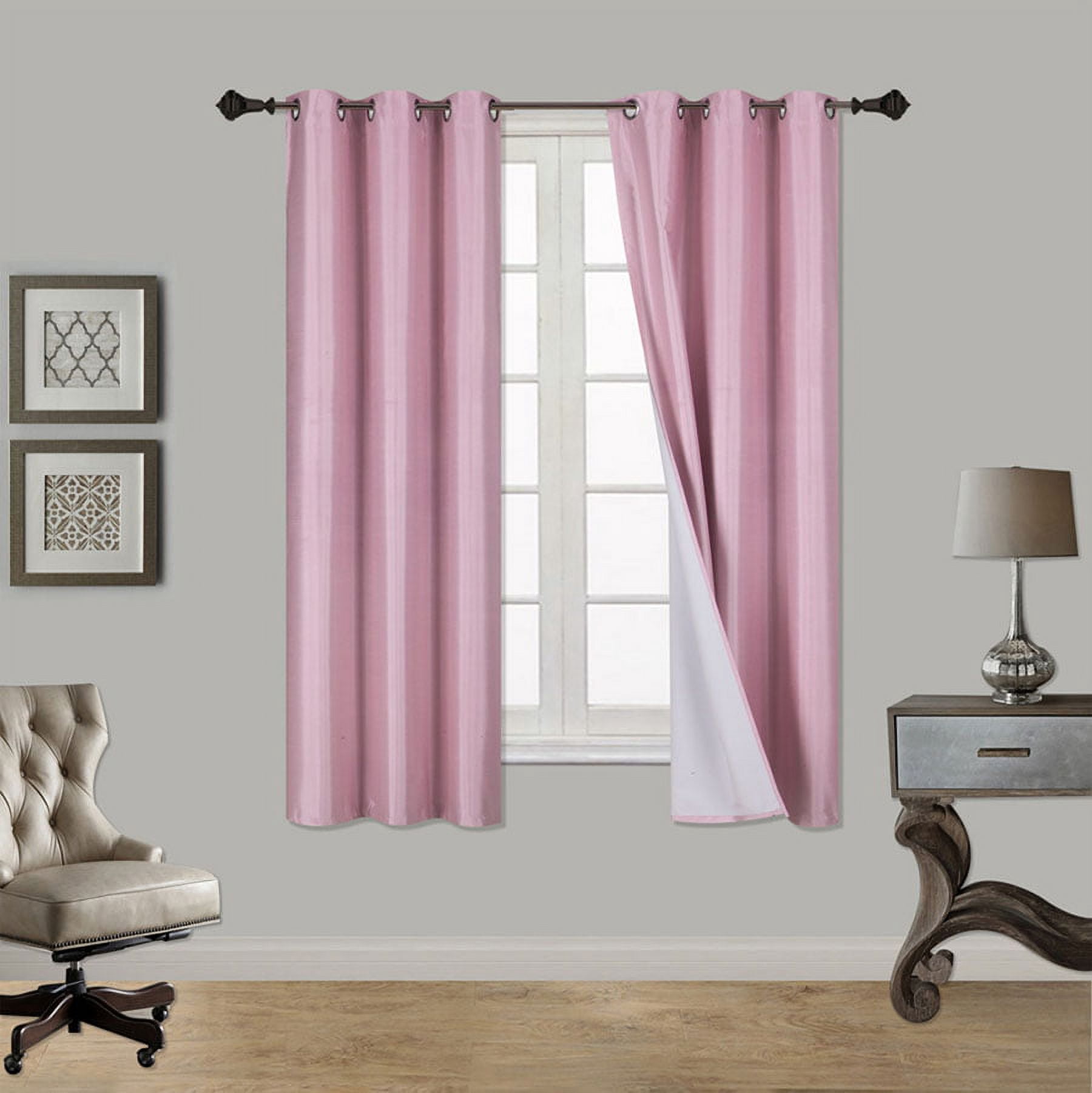 Adam 1-Piece Garden Pink Rose Room Darkening Block Light Grommet Top Printed Window Curtain Panel 37"W X 63"L