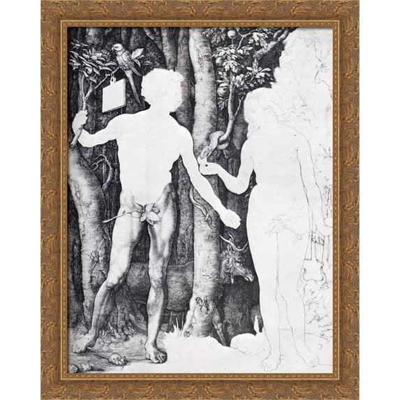 Adam And Eve 28x36 Large Gold Ornate Wood Framed Canvas Art by Albrecht Durer