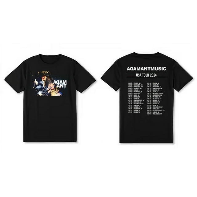 Adam Ant 2024 ANTMUSIC Tour Black Tshirt Twosided All Size Uni