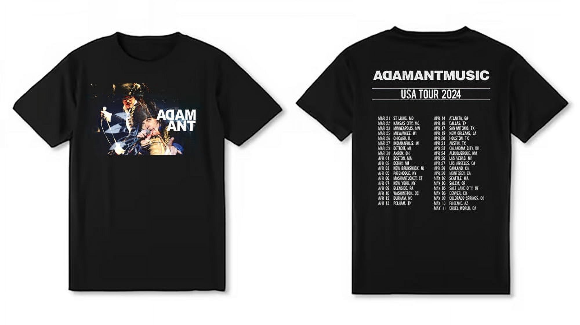 Adam Ant 2024 ANTMUSIC Tour Black T-shirt Two-sided All Size Unisex ...