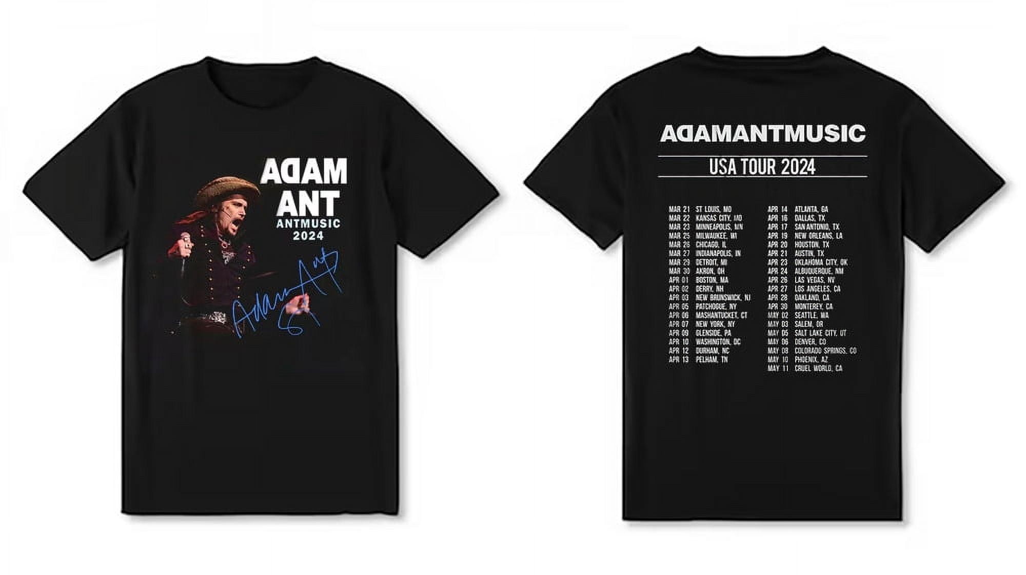 Adam Ant 2024 ANTMUSIC Tour Black T-shirt Two-sided Size S to 4XL TT109 ...