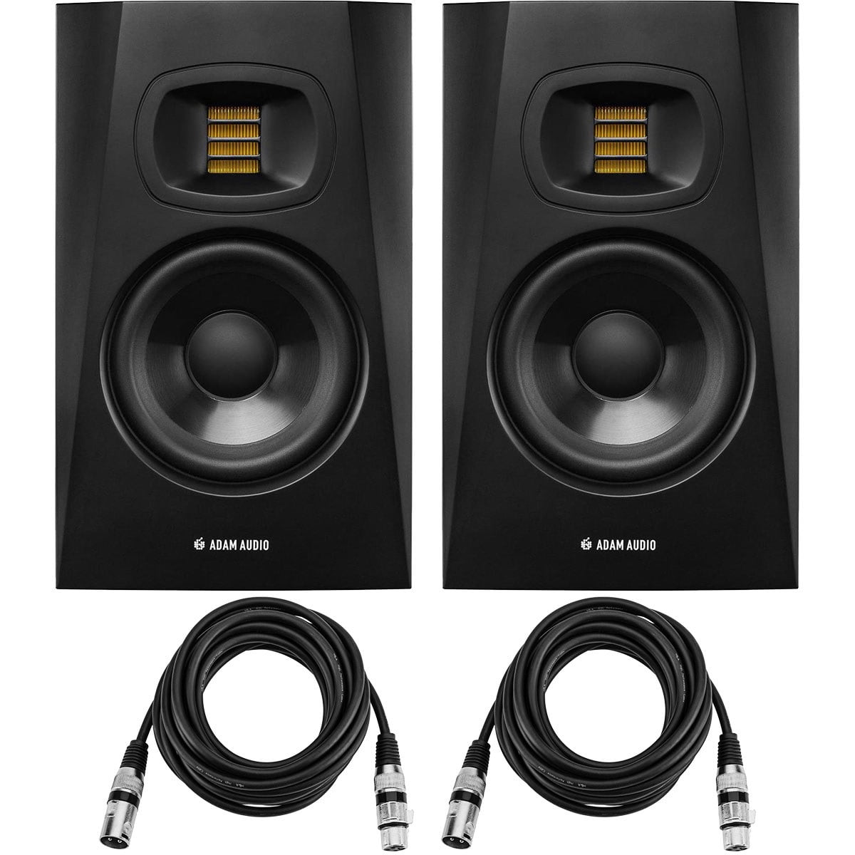 Adam Audio Professional T-Series T5V 5" 70W 2-Way Active Nearfield Monitor, Pair, Bundle with 2x 10' XLR Male to Female Microphone Cable