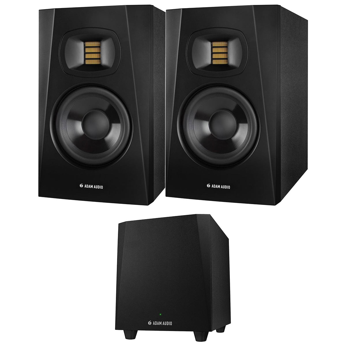Adam Audio Professional T-Series T5V 5" 70W 2-Way Active Nearfield Monitor, Pair, Bundle with T10S 10" 130W Subwoofer