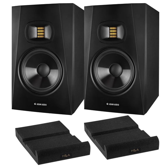 Adam Audio Professional T-Series T7V 7" 70W 2-Way Active Nearfield Monitor, Single with H&A ISOLATION PAD FOR STUDIO MONITOR