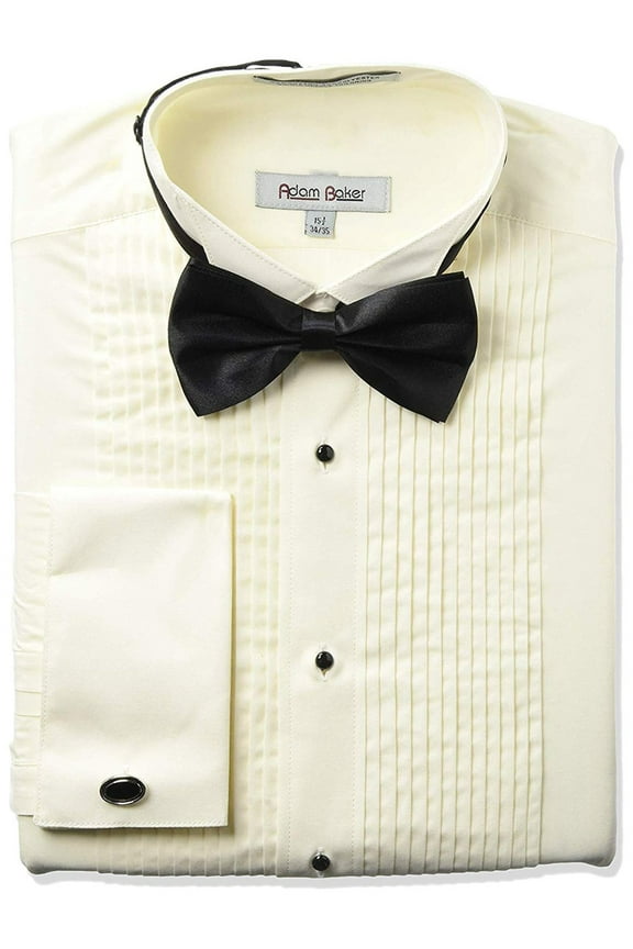 1922 Mens Regular Fit Wingtip Collar French Cuff Tuxedo Shirt - Cream - 18 2-3