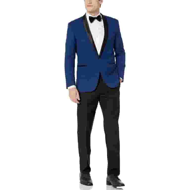 Adam Baker Men's Slim Fit One Button Satin Shawl Collar Tuxedo Indigo 46l Adam Baker Men's Slim Fit One Button Satin Shawl Collar Tuxedo Indigo 46l