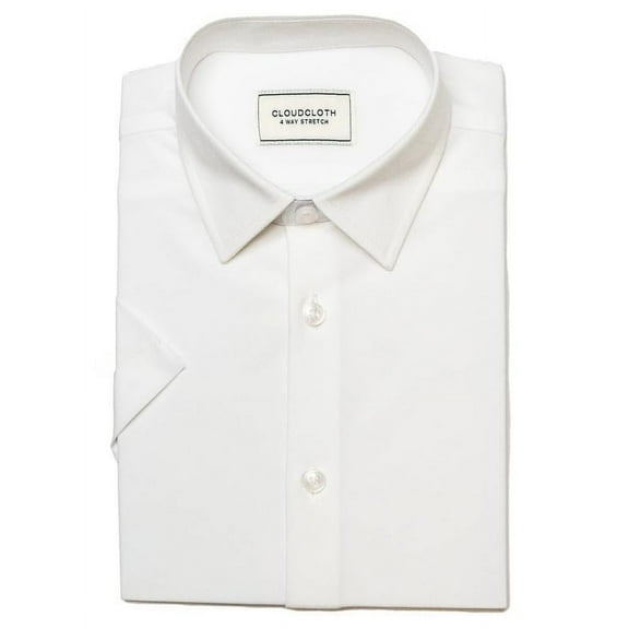 Adam Baker Boy's SH9801 4-Way Stretch Short Sleeve Dress Shirt, White, 2/3