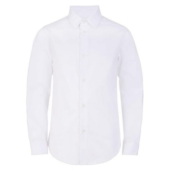 Adam Baker Boy's SH9801-B- 4-Way Stretch Slim Fit Dress Shirt, White, 18/20