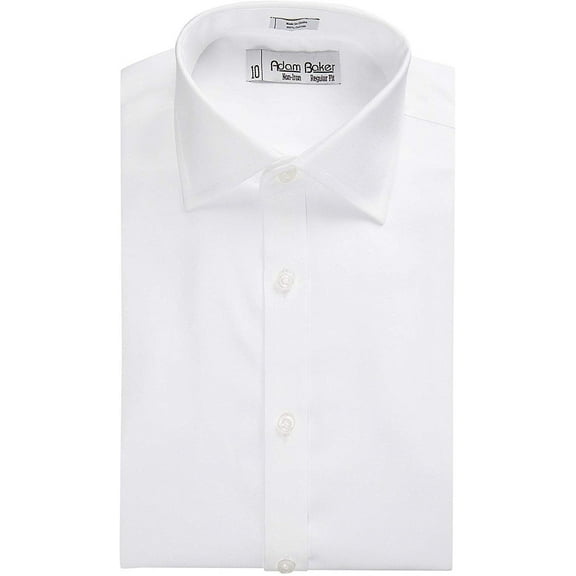 Adam Baker Boy's X1AB24BRB Long Sleeve Non Iron White Dress Shirt - White - 12H