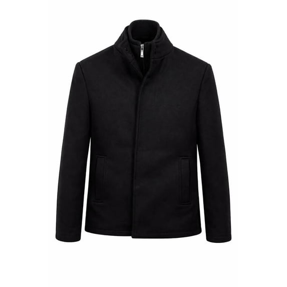 Adam Baker Boys Wool Coat, 3/4 Length, Stand Collar, Removable Bib